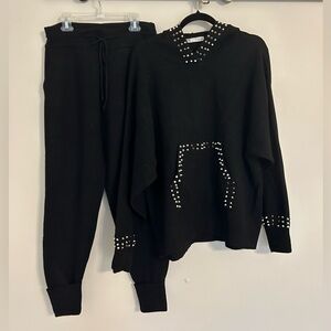 ZARA Black Knit Matching set - Hoodie & Joggers